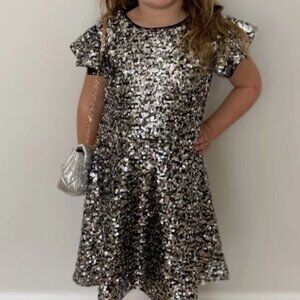 J. Crew Crewcuts Girls Silver Sequin Glitter Dress Size 7 S M